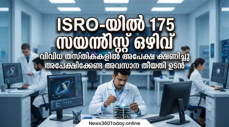 ISRO സയന്റിസ്റ്റ് എഞ്ചിനീയർ റിക്രൂട്ട്മെന്റ് 2026 വാർത്താ തംബ്നെയിൽ ചിത്രം